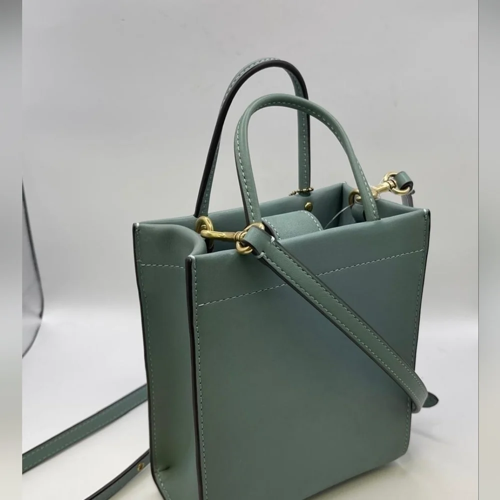 Coach Mini Cashin Tote NWOT crossbody bag purse blue/light blue/sage